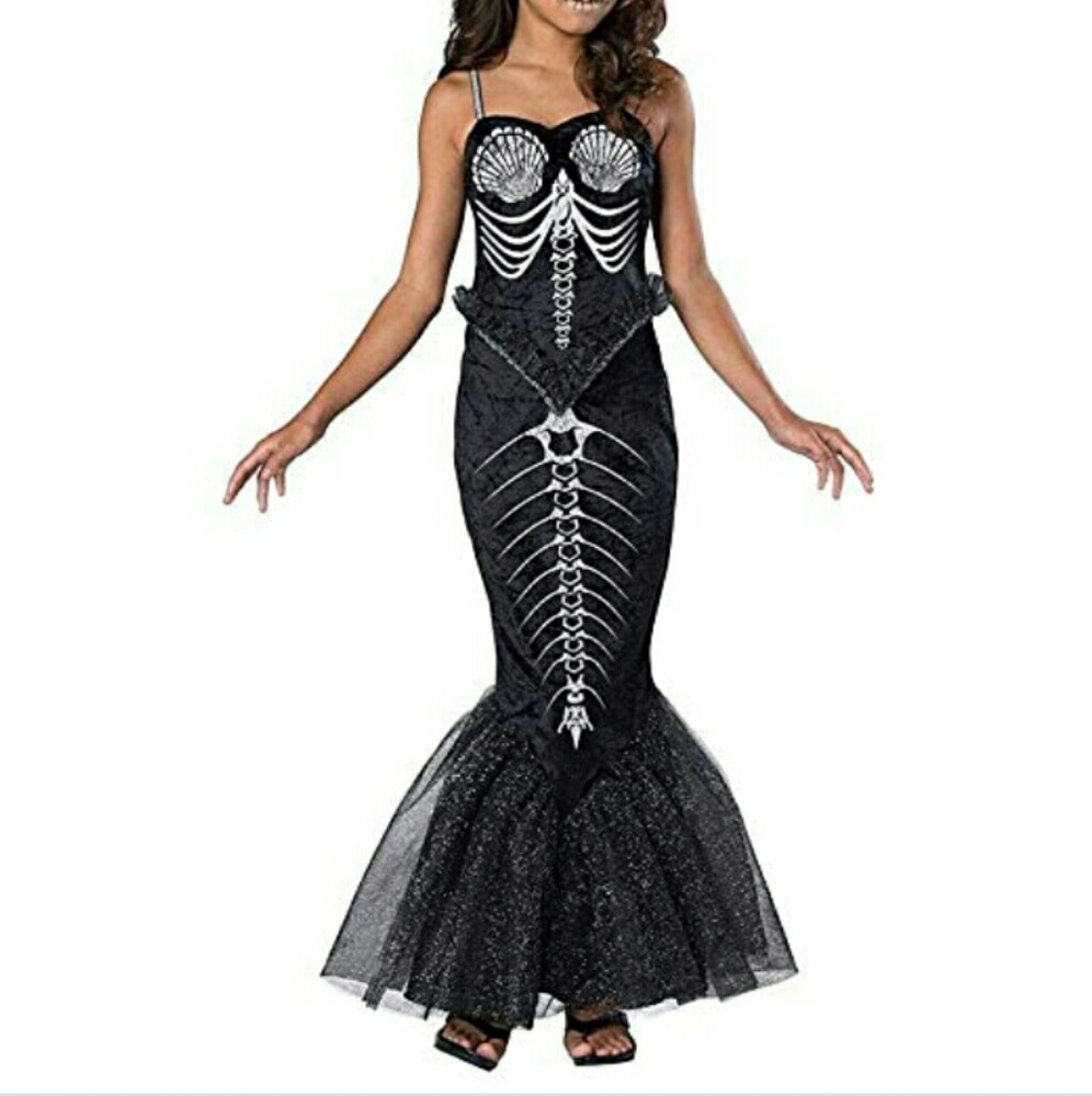 Girls mermaid skeleton halloween costume